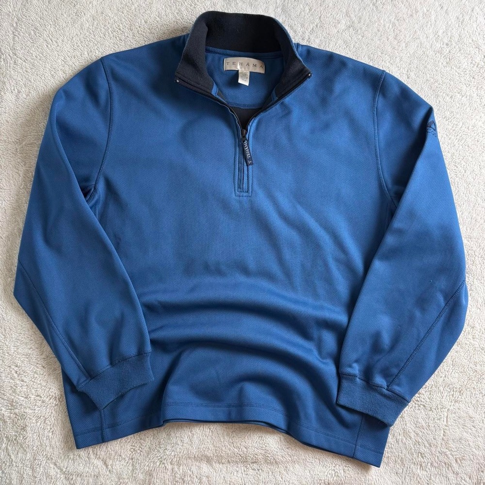 Tehama Blue Quarter Zip Pullover Mens L